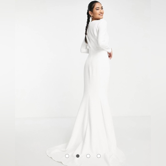 ASOS BRAND NEW True Violet Bridal long sleeve maxi dress in Ivory - Picture 2 of 2
